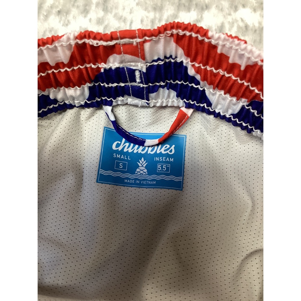 Chubbies The Doodle Dances 5.5" Swim Trunks Red White Blue Wavy Small NEW - Picture 5 of 6
